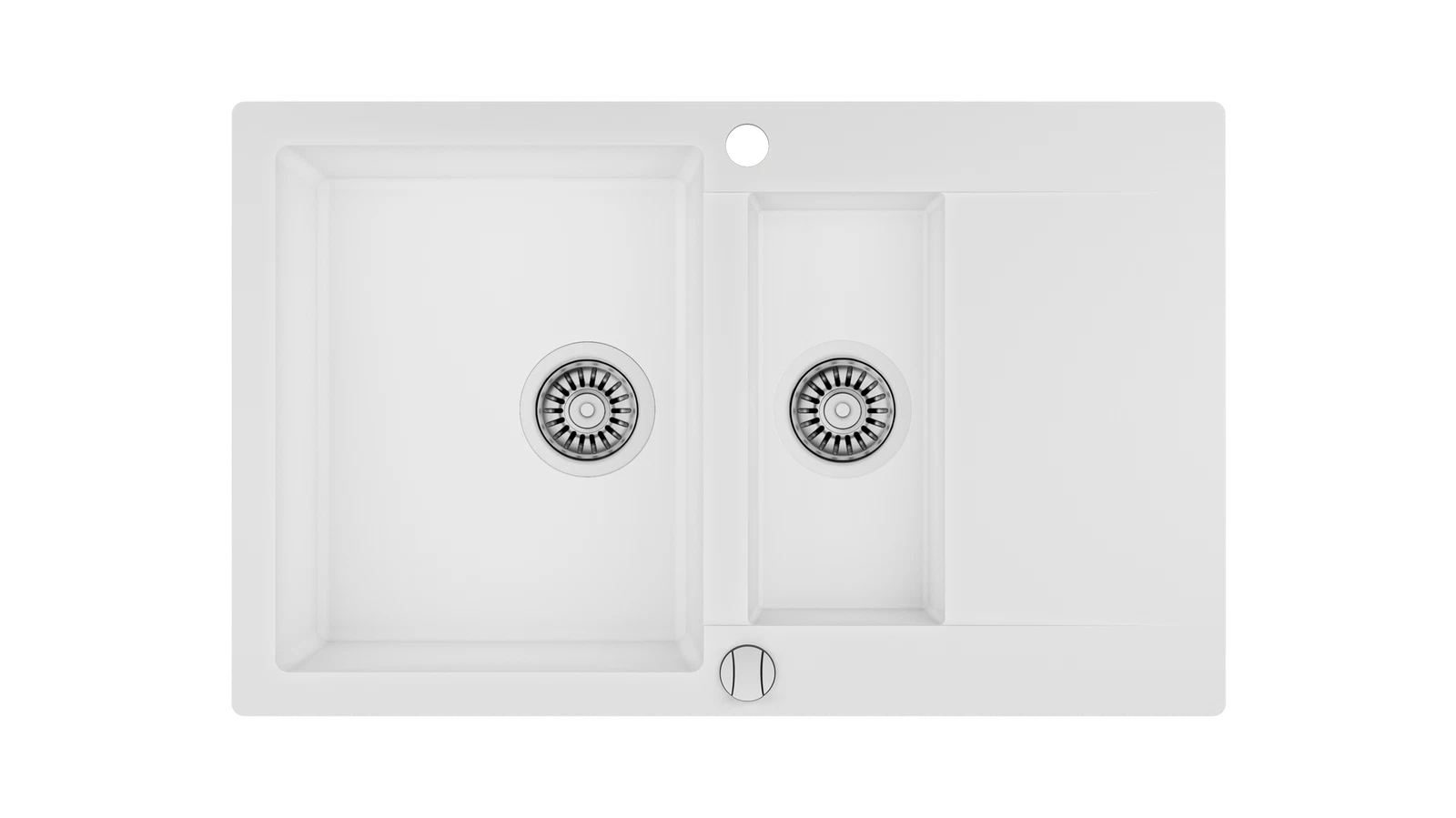 Мойка врезного монтажа из Тегранита с 1-ой основной и 1-ой дополнительной чашами CLIVO 60 B-TQ 1½B 1D MARBLE WHITE
