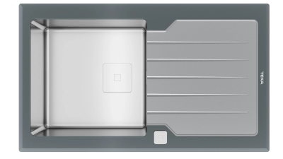 Мойка из нержавеющей стали врезная Teka  DIAMOND RS15 1B 1D 86 STONE GREY Серый Камень Стекло