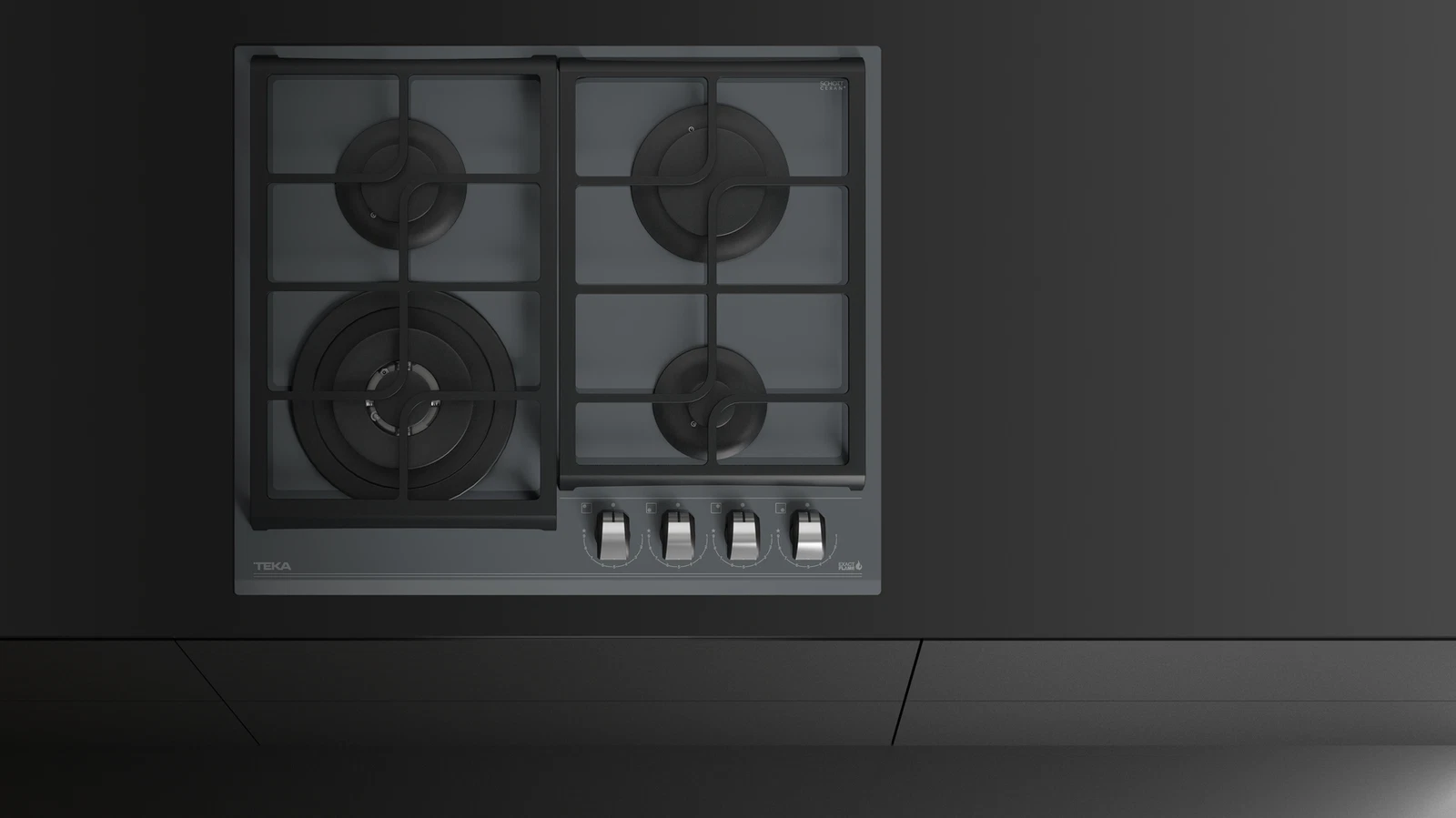 Варочная панель газ на стекле 60 см / Коллекция Urban GZC 64320 XBN STONE GREY