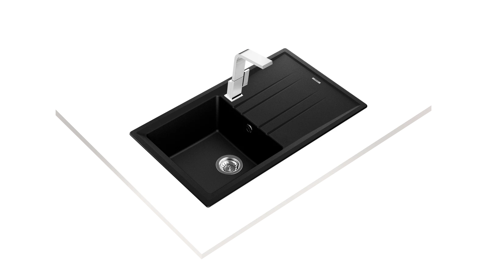 Мойка врезного монтажа из Тегранита Плюс с 1-ой чашей STONE 50 B-TG 1B 1D CARBON