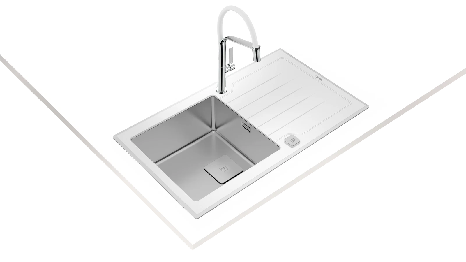 Мойка из нержавеющей стали врезная Teka  DIAMOND RS15 1B 1D 86 WHITE Белое Стекло