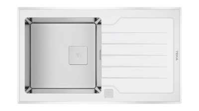 Мойка из нержавеющей стали врезная Teka  DIAMOND RS15 1B 1D 86 WHITE Белое Стекло