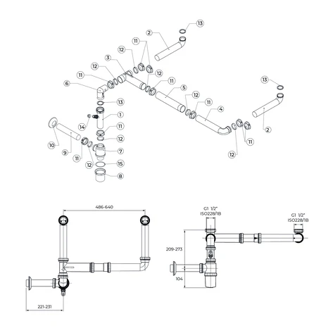 Соединительные трубки и сифон Teka Белый