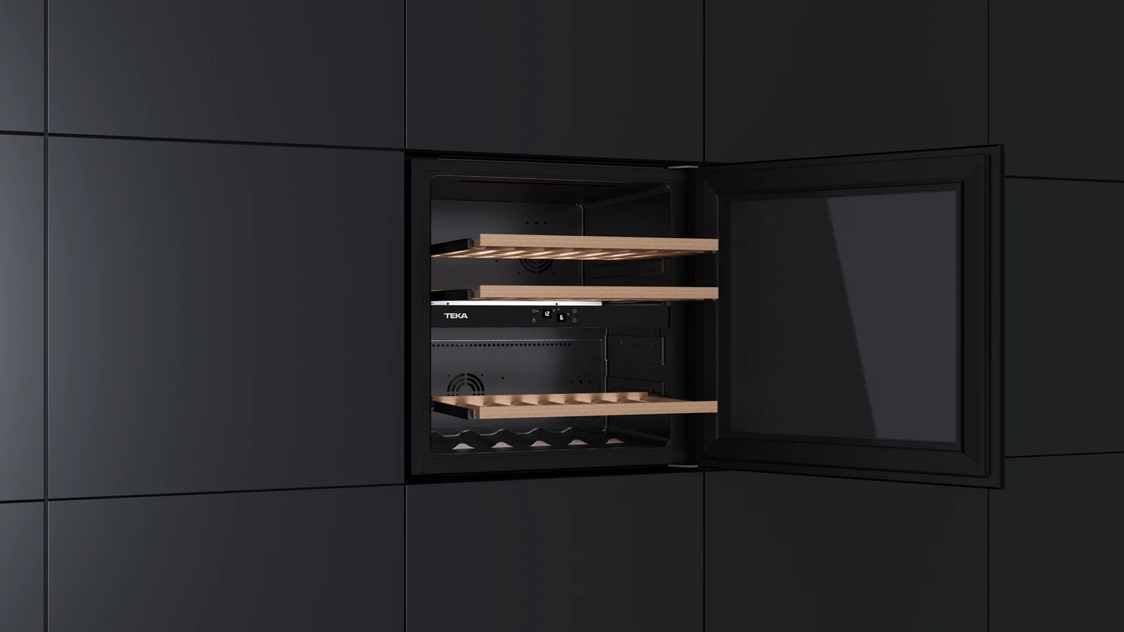 Встраиваемый в колонну винный кулер RVI 20041 BLACK GLASS