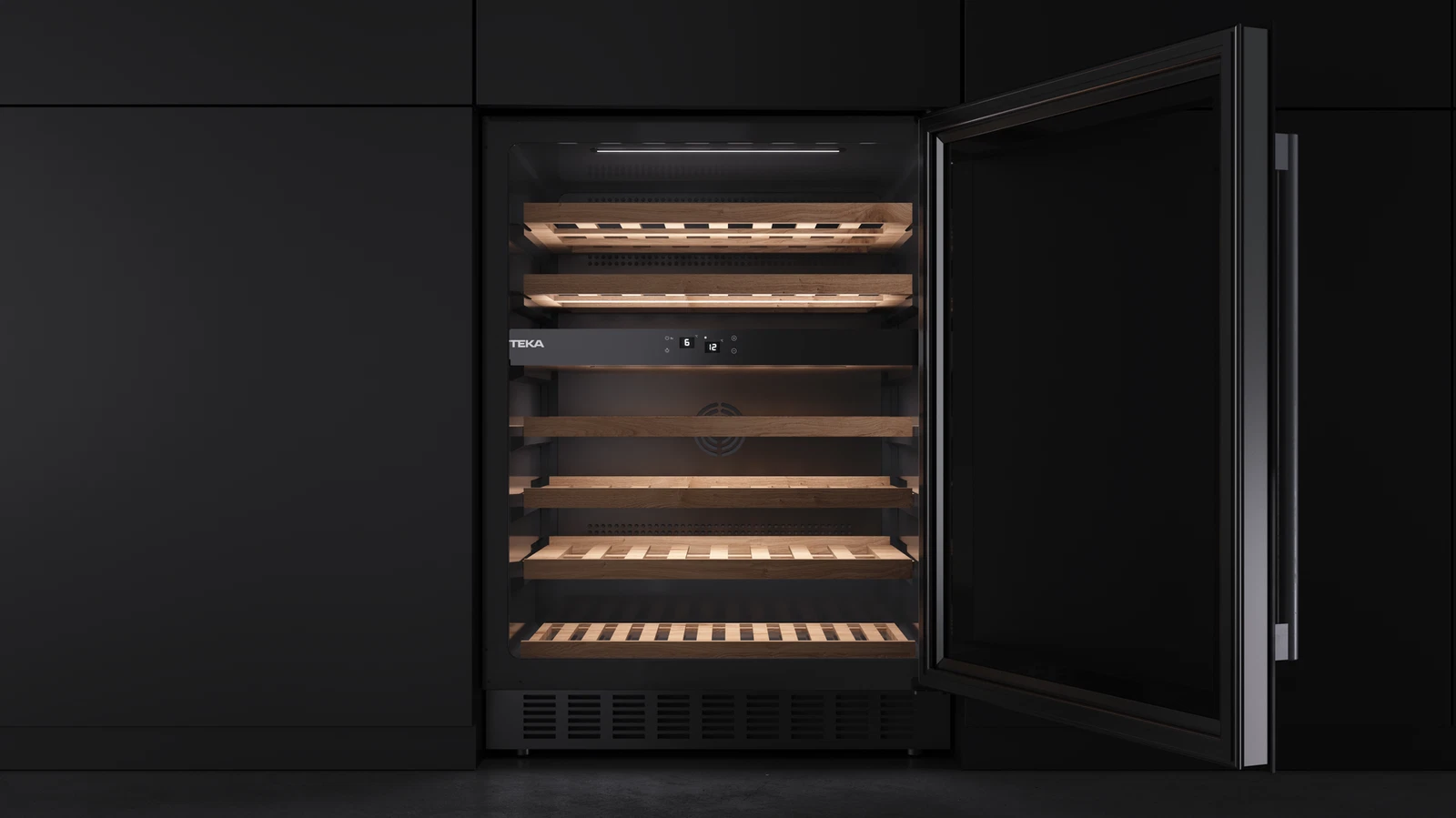 Встраиваемый винный кулер подстольного монтажа RVU 20046 BLACK GLASS