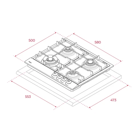 Газовая варочная панель 60 см GSC 64320 RBN ANTHRACITE-OB