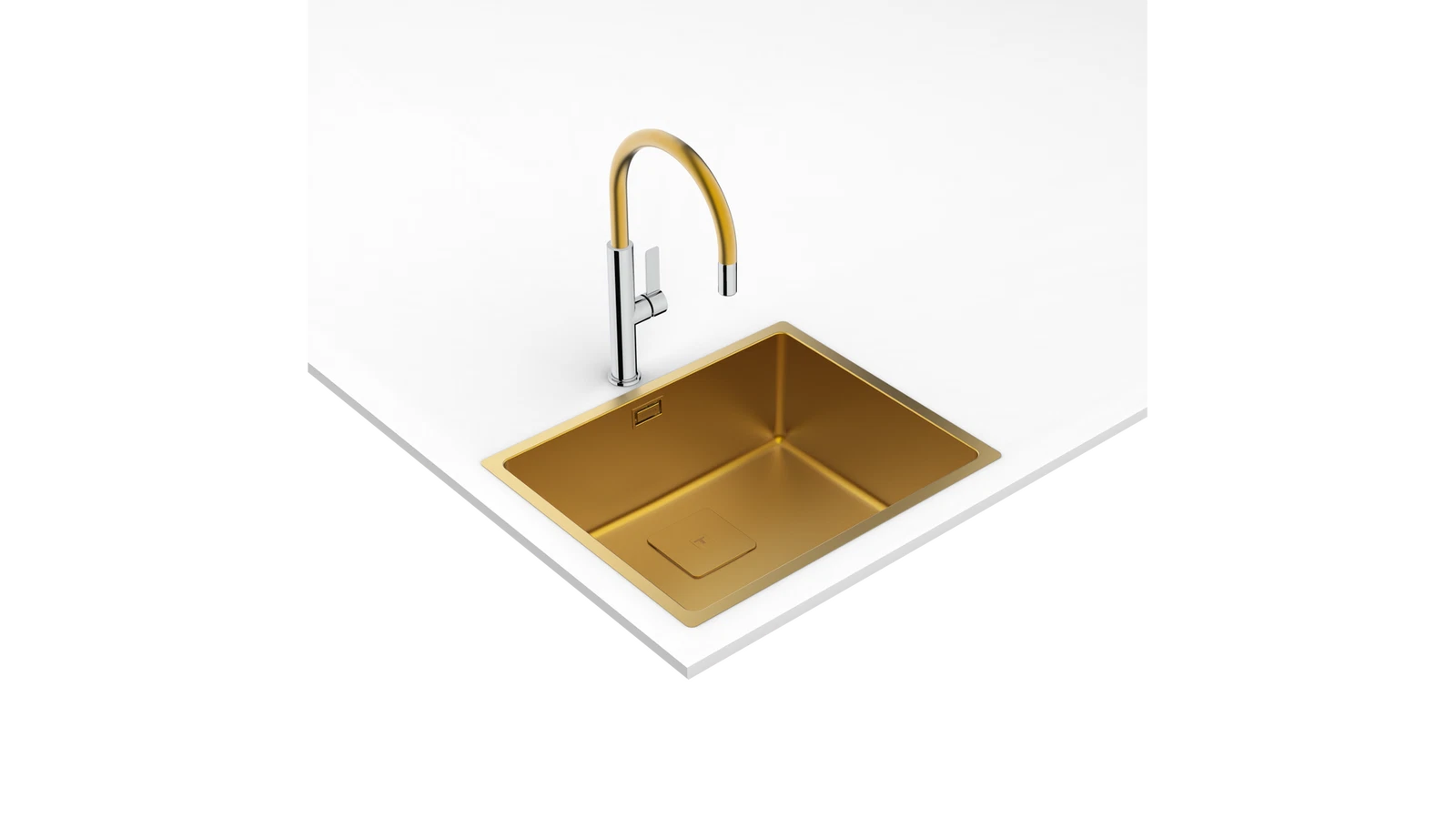 Смеситель с высоким поворотным изливом. Люксовое долговечное PVD-покрытие. FOT 995 BRASS