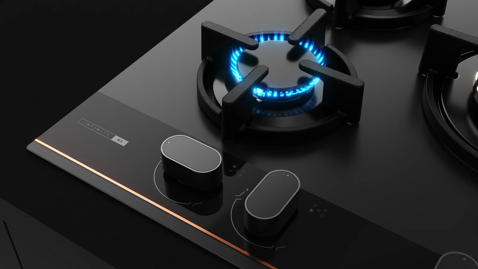 Варочная панель газ на стекле 70 см GBC 75-G1 GBN Infinity Matt Black