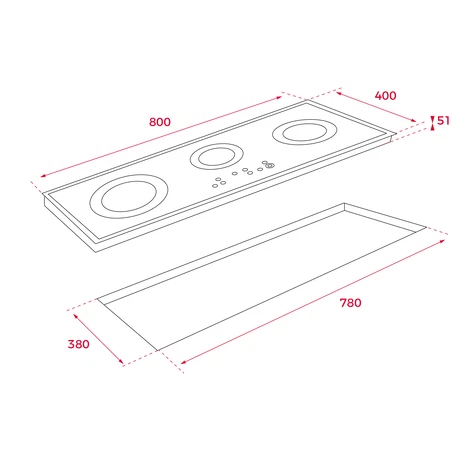Стеклокерамическая варочная панель High Light 80 см TRC 83631 TCS BLACK