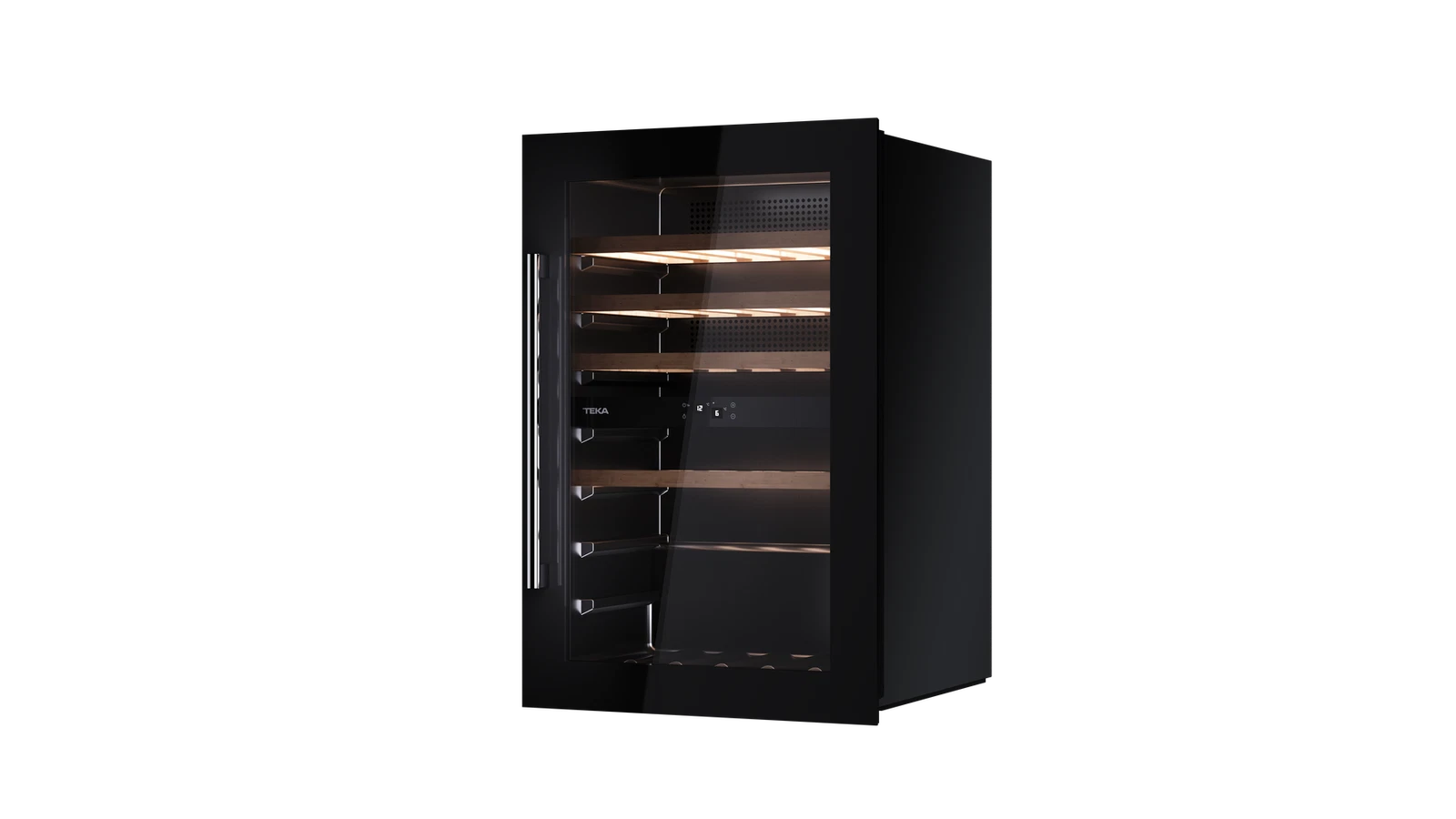 Встраиваемый в колонну винный кулер с 2-мя независимыми зонами охлаждения RVI 20046 BLACK GLASS