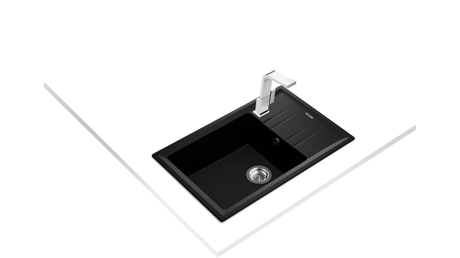 Мойка врезного монтажа из Тегранита Плюс с 1-ой чашей STONE 60 S-TG 1B 1D METALLIC BLACK