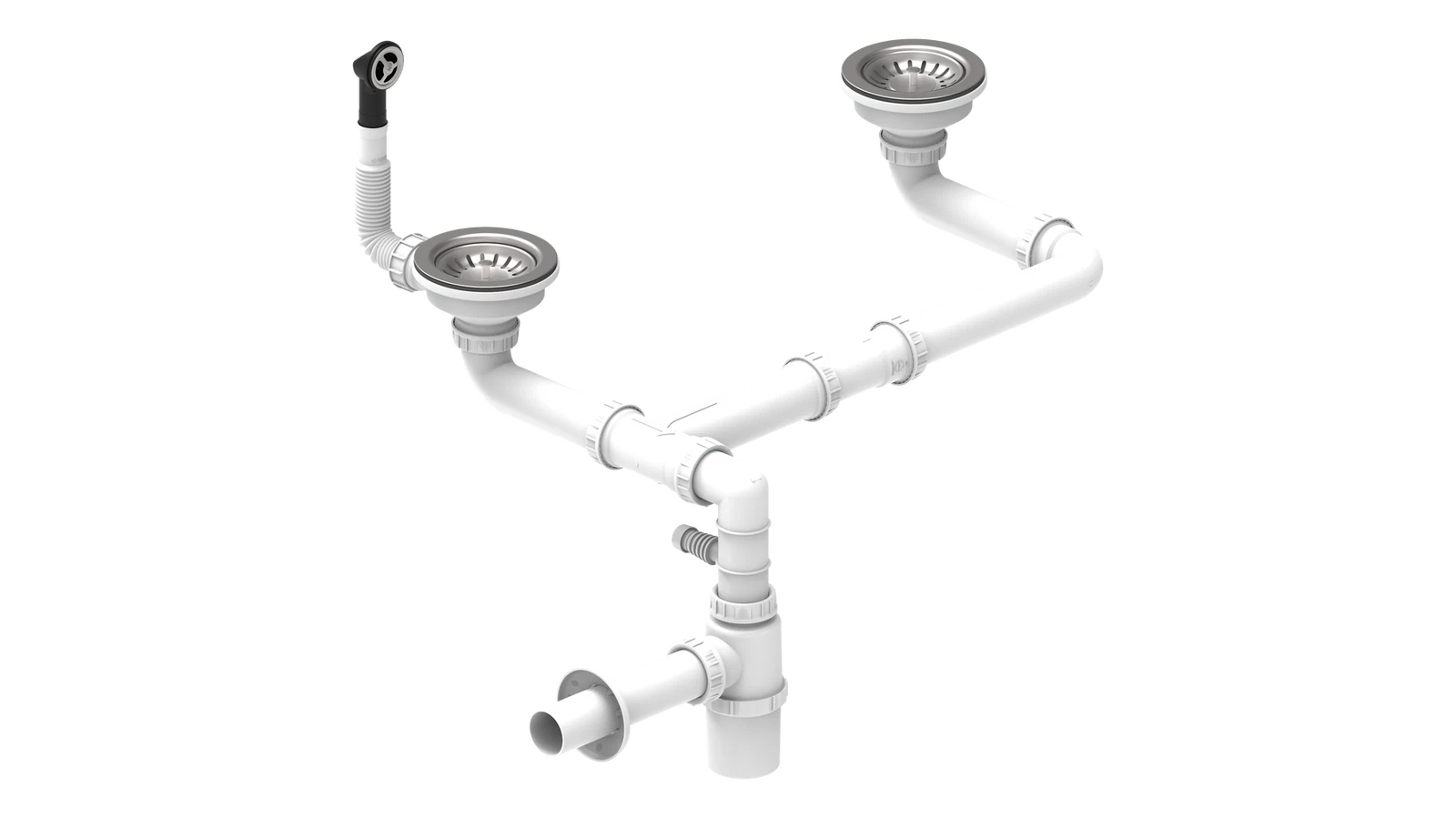 Слив 3 ½ с круглым переливом для 2-х чашевой мойки Teka Белый