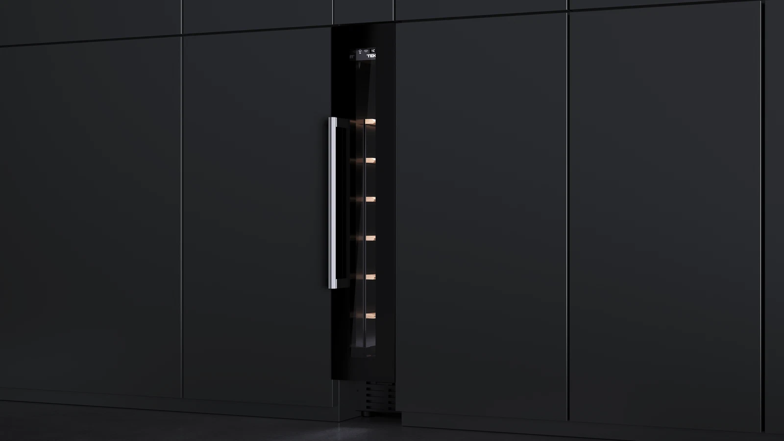 Встраиваемый винный кулер подстольного монтажа RVU 10008 BLACK GLASS