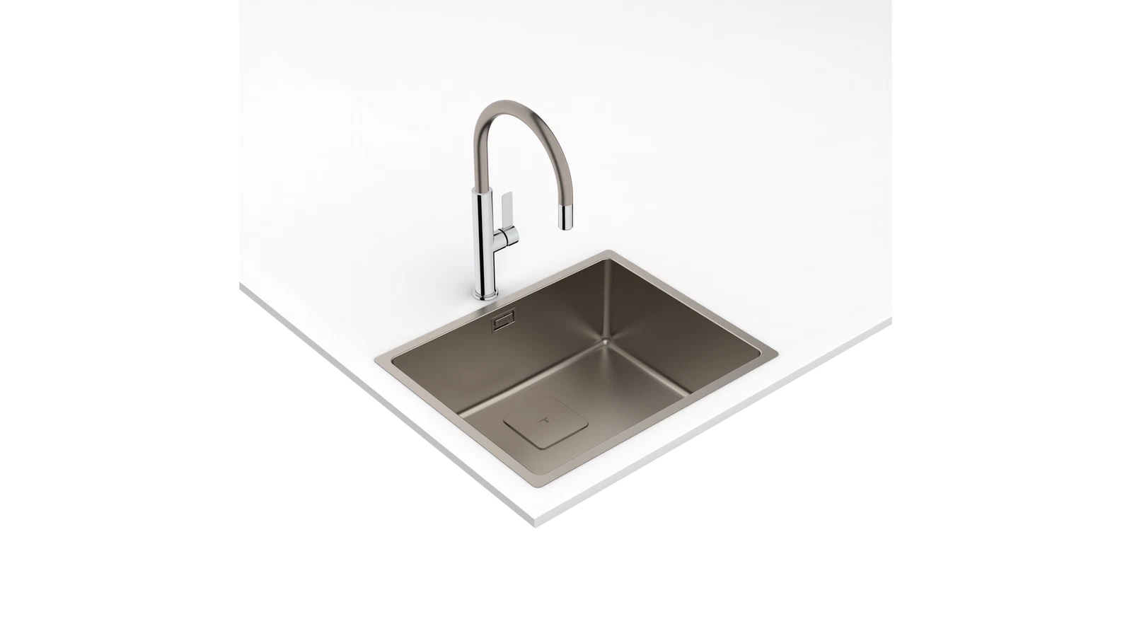 Смеситель с высоким поворотным изливом. Люксовое долговечное PVD-покрытие. FOT 995 TITANIUM